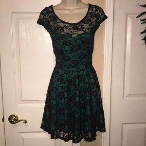 Lace black and green dress from wet seal